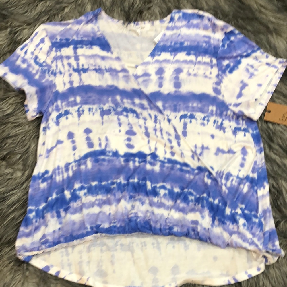 Blue and White Tie-Dye Top